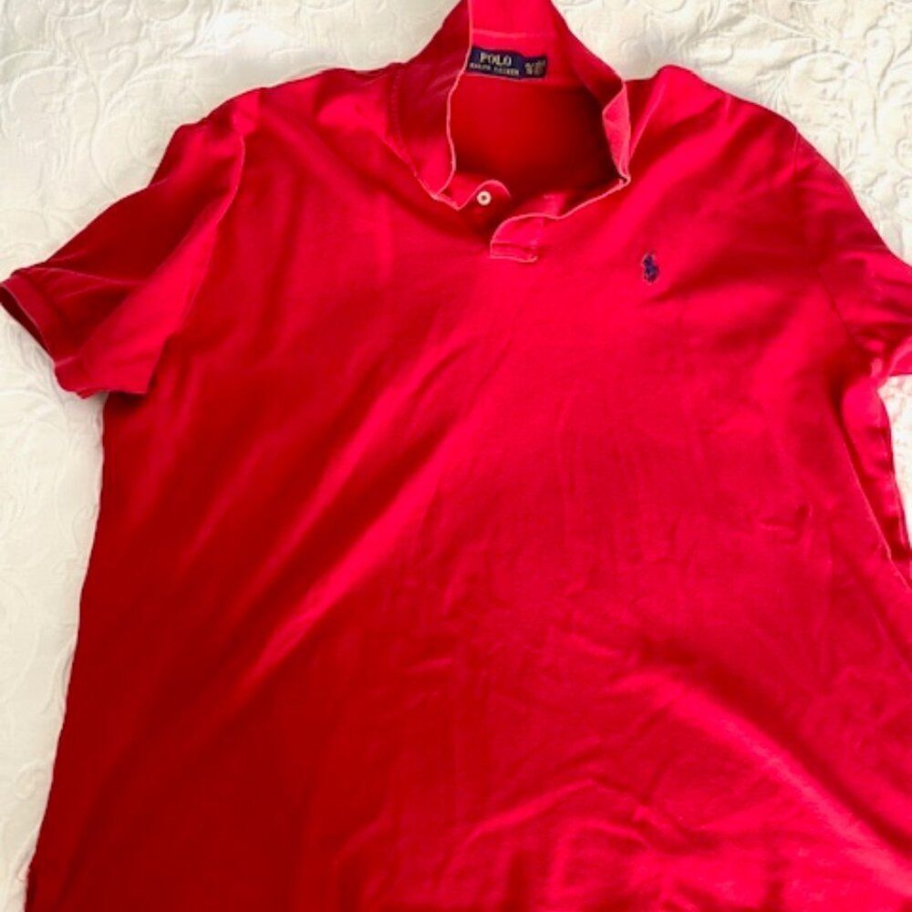 Polo Ralph Lauren Red Casual Golf Fishing Sport Polo Shirt Size XL
